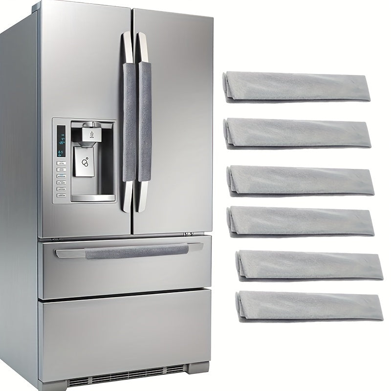 Set of 6 Red Velvet Refrigerator Door Handle Covers Polypropylene Kitchen Appliance Protectors