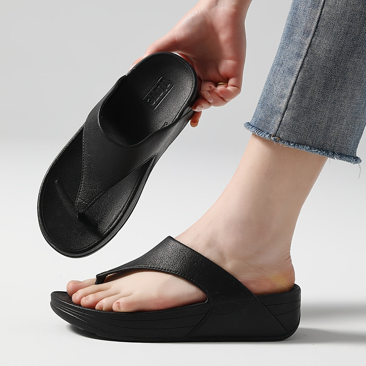 Women's Black EVA Flip Flops Open Toe Summer Pool Footwear