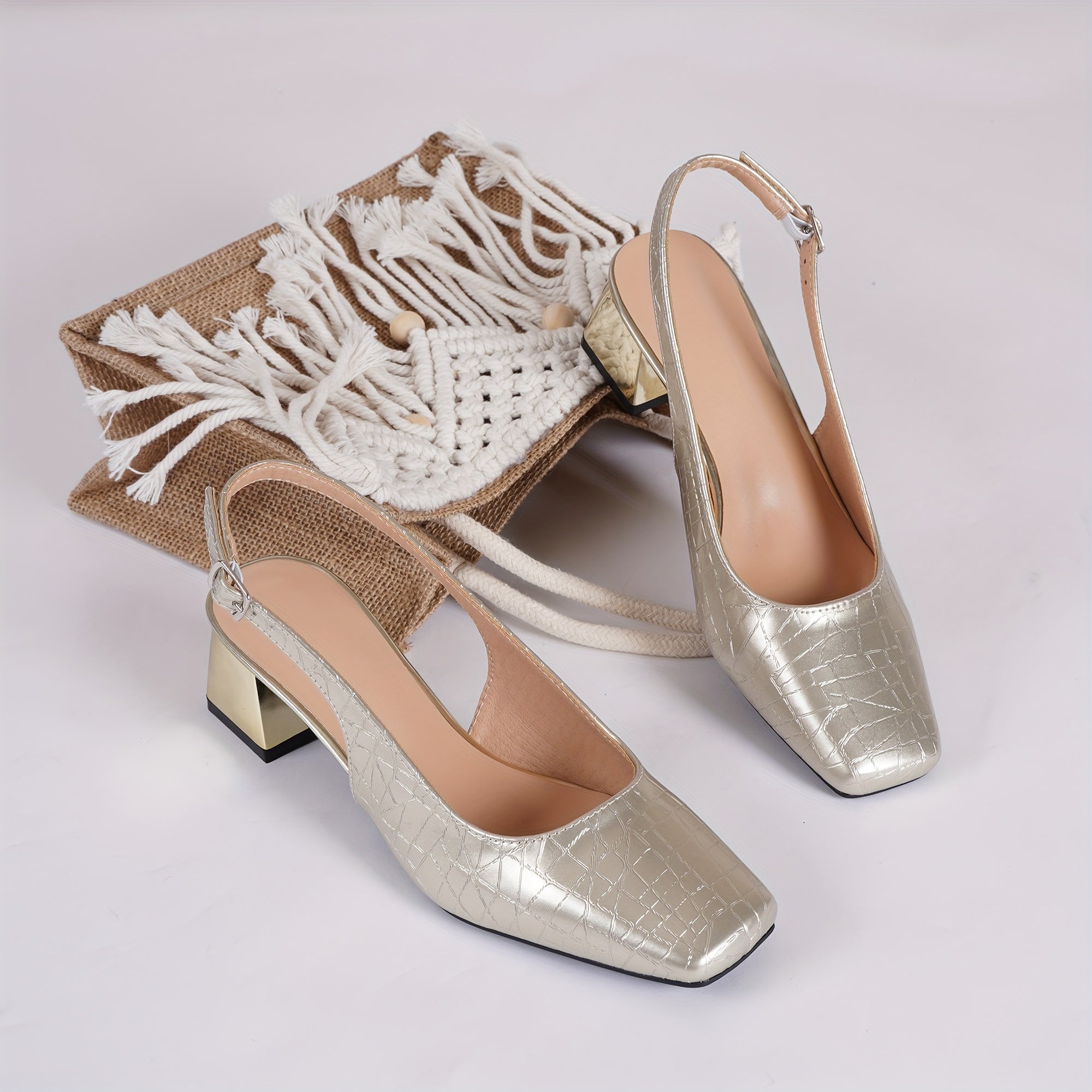 Women's Elegant Square Toe Heels for Four Seasons Fashion