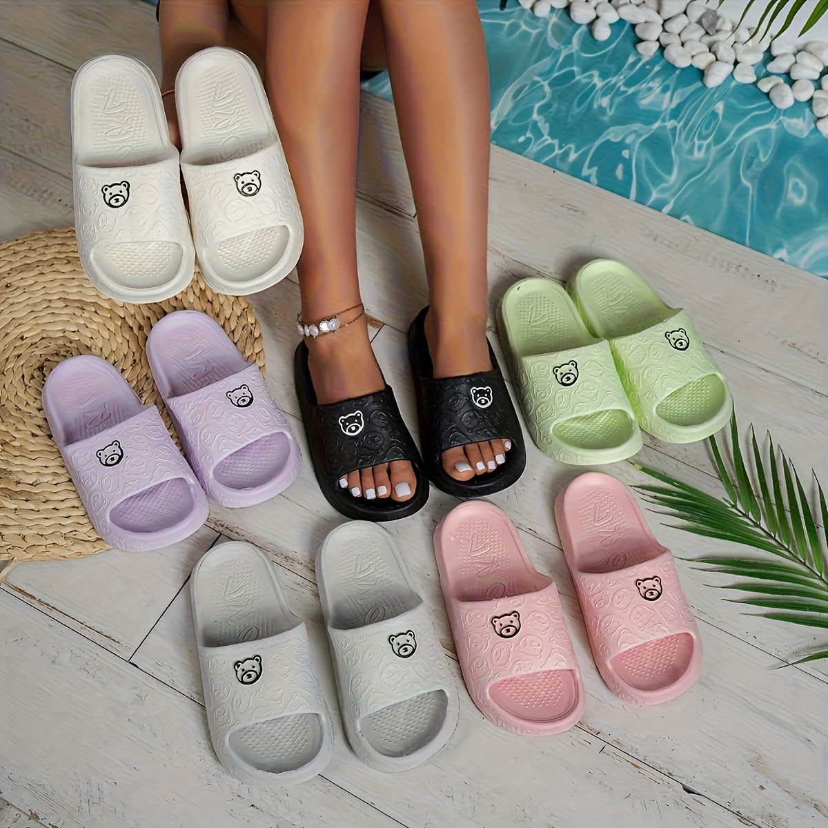 Women's EVA Slides Non-Slip Casual Beach Slippers for Indoor Outdoor