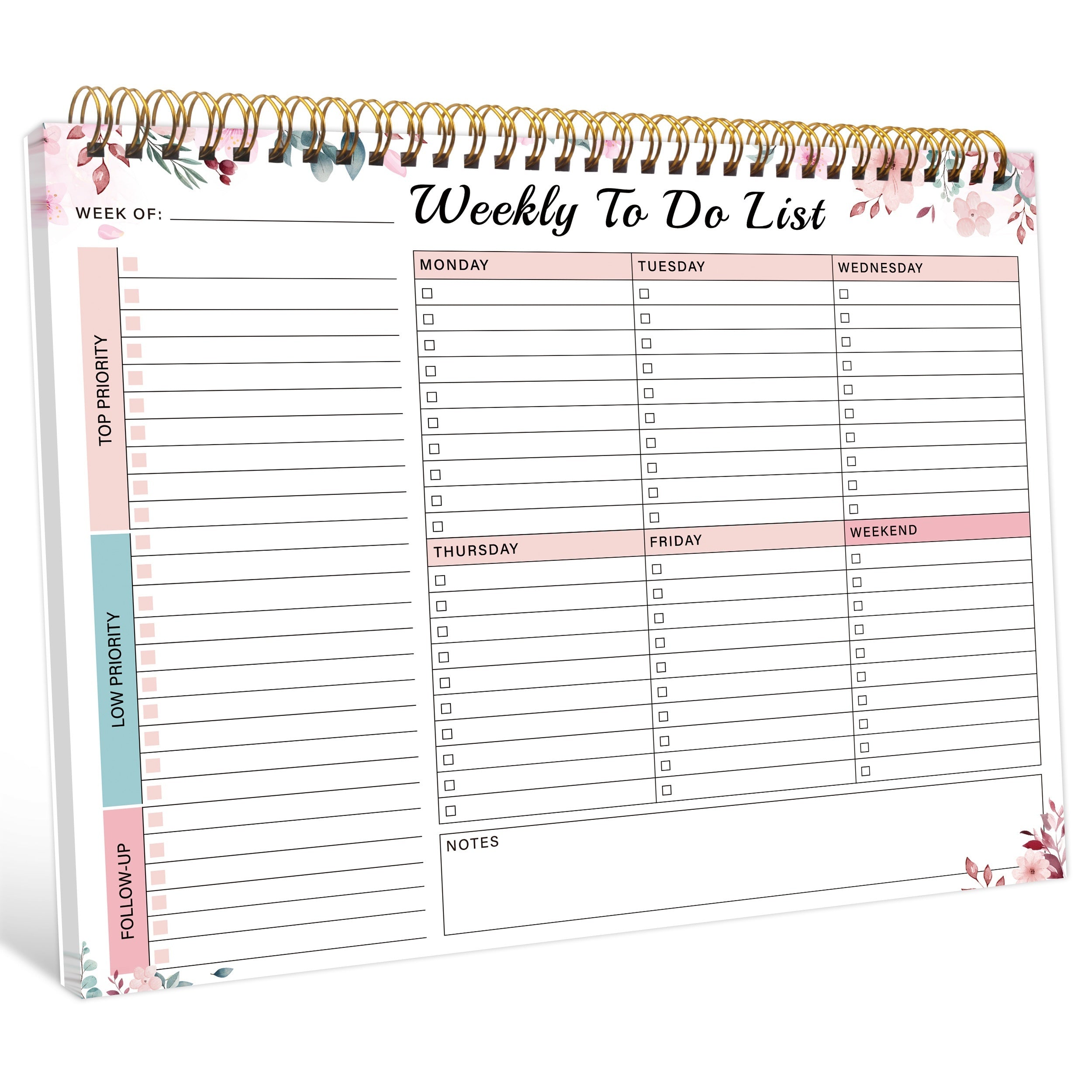 Student Weekly To-Do List Planner Notebook with Daily Organizer and Notes