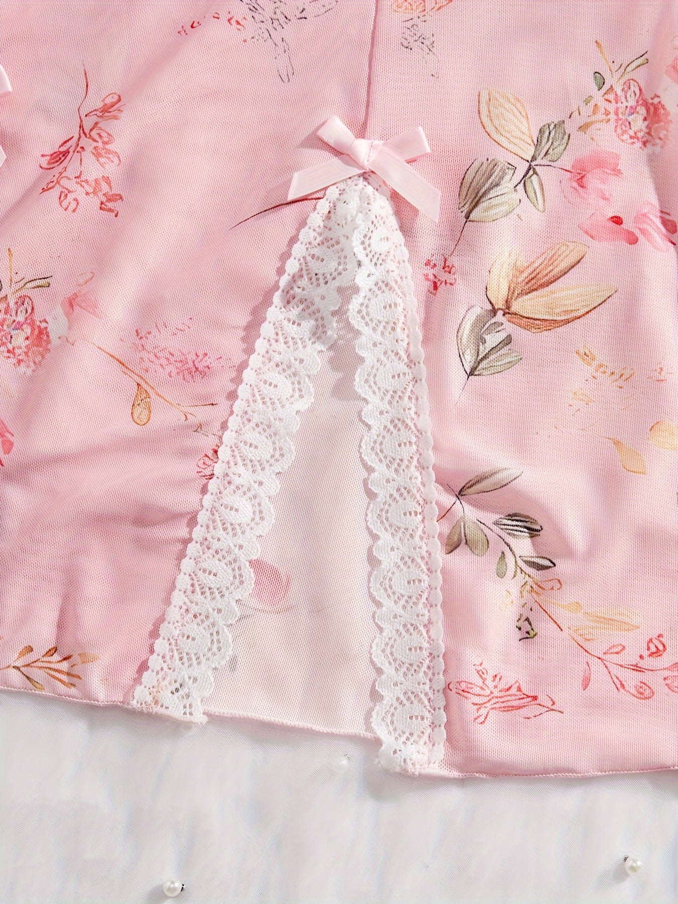 Кружевной бабидолл комплект нижнего белья с бантиком - полупрозрачная, эластичная ткань для женщин.