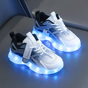 Rechargeable LED Sneakers for Boys with Shock-Absorbing Non-Slip Sole for Running and Training