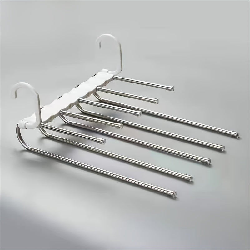 Stainless Steel Multi-Functional Trouser Hanger with Foldable Layers for Wardrobe Storage