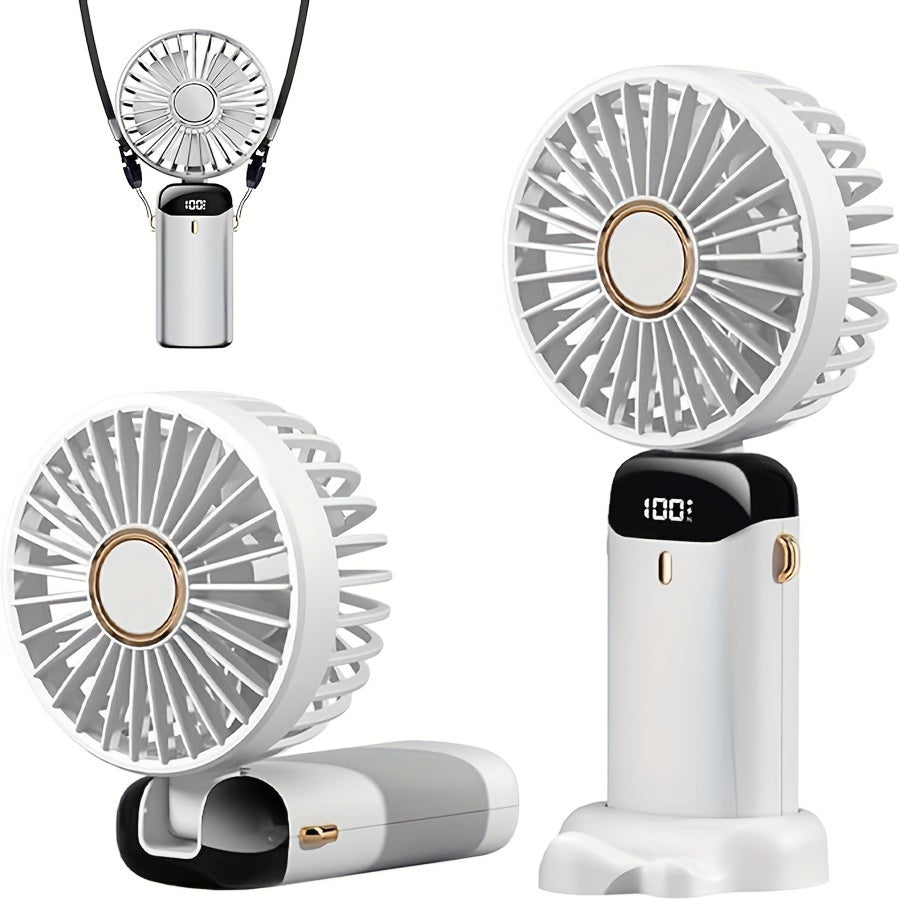 Portable Handheld Fan with LED Display Rechargeable Quiet USB Mini Fan for Indoor Outdoor Use