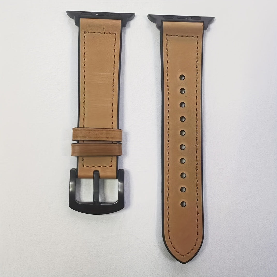 Faux Leather Watch Strap for iWatch Series 3 4 5 6 7 8 Ultra SE 38mm 40mm 41mm 42mm 44mm 45mm 49mm