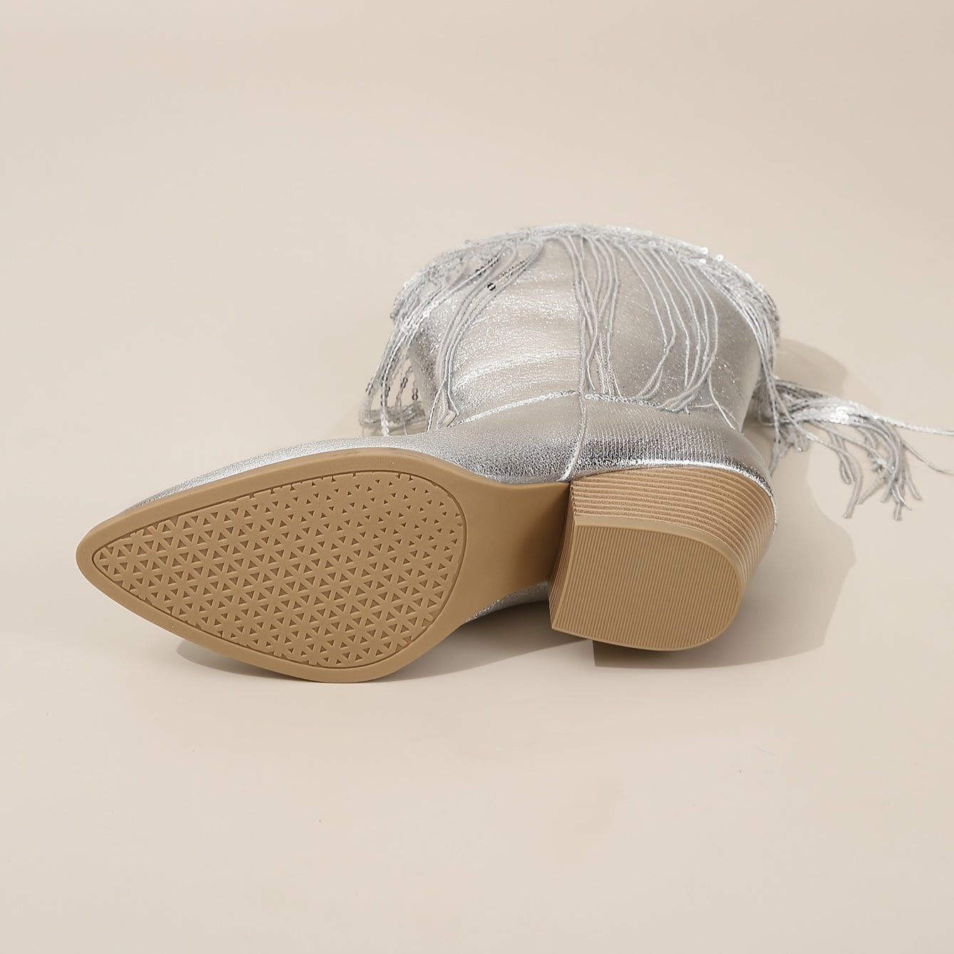 Women's Sequin Tassel Slip-On High Heel Fashion Boots