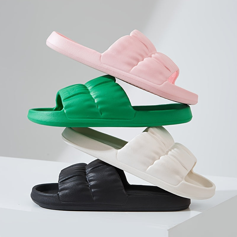 Women's EVA Slides Textured Solid Color Non-Slip Beach Shoes