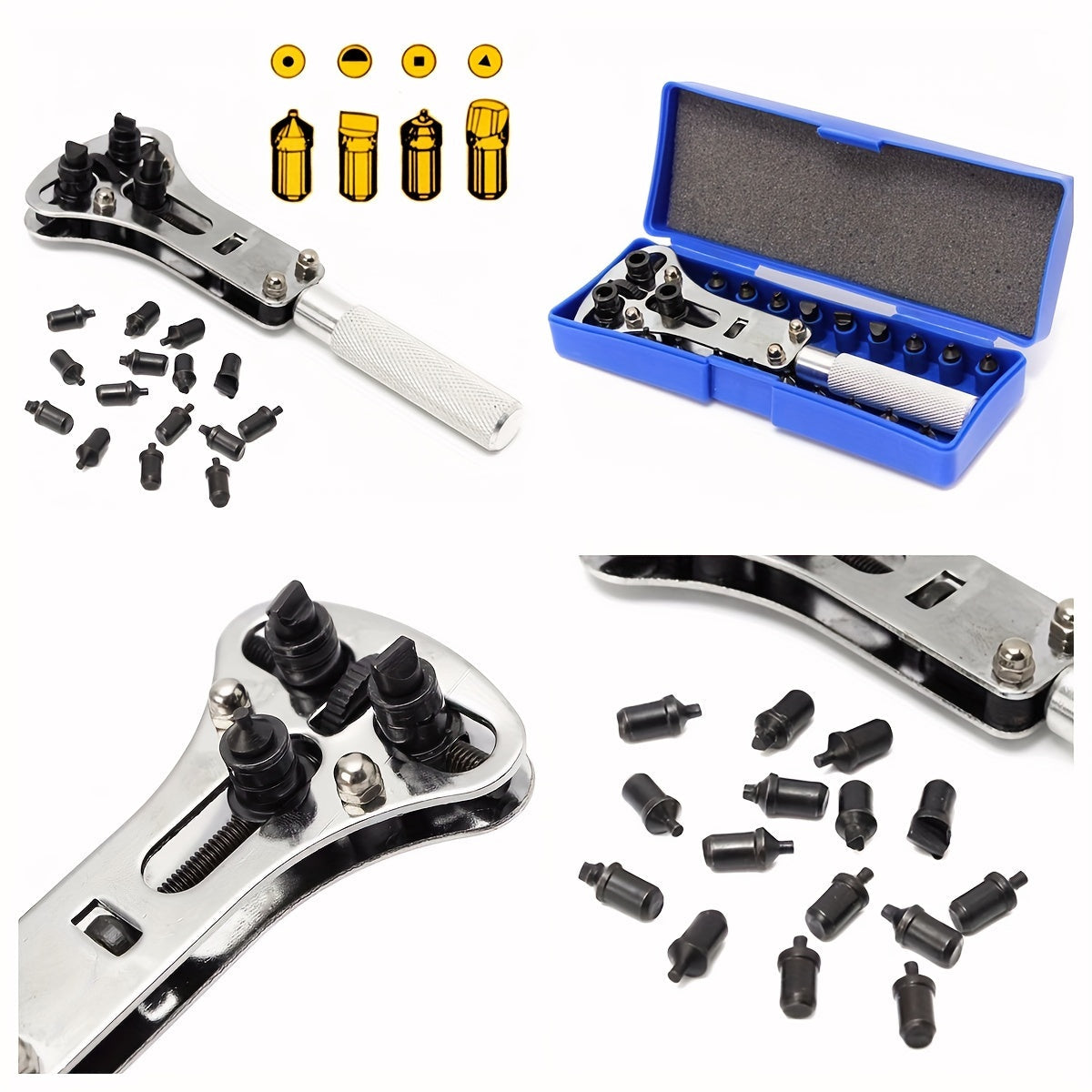 Adjustable Screw Back Wrench Watch Repair Tool with Watch Opener and Battery Remover