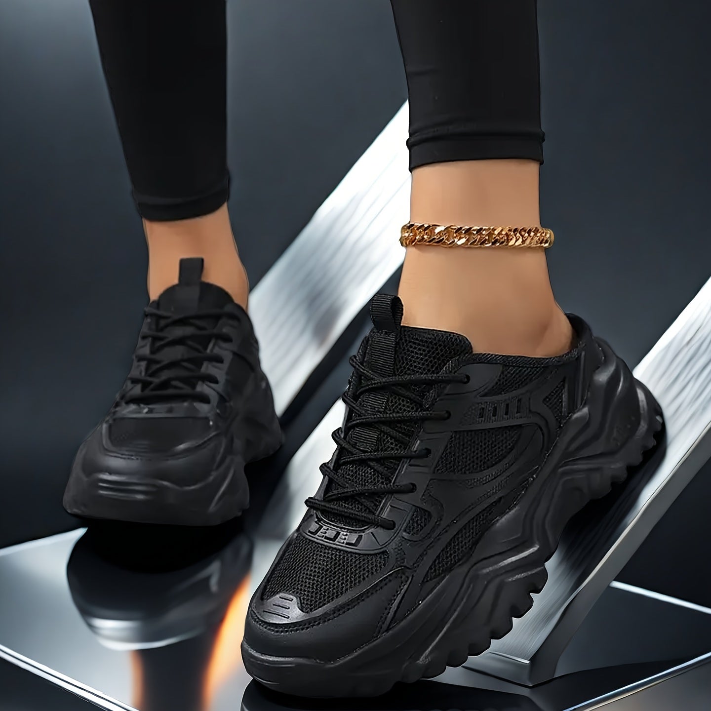 Women's Large Size Dad Sneakers Thick Sole Breathable Mesh Casual Shoes 35-42