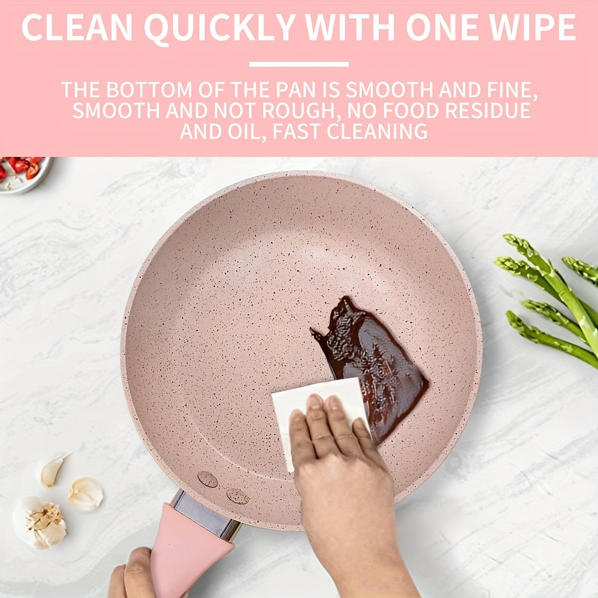 Pushti yopishqoq bo'lmagan mini qovurish panasi, Maifan tosh qoplamasi bilan, 16.0 sm - Qalinlashtirilgan alyuminiy skovorodka, tuxum va steak uchun idish-tovoq tozalash mashinasida yuvish mumkin - Gaz va induksion pechlar uchun ideal