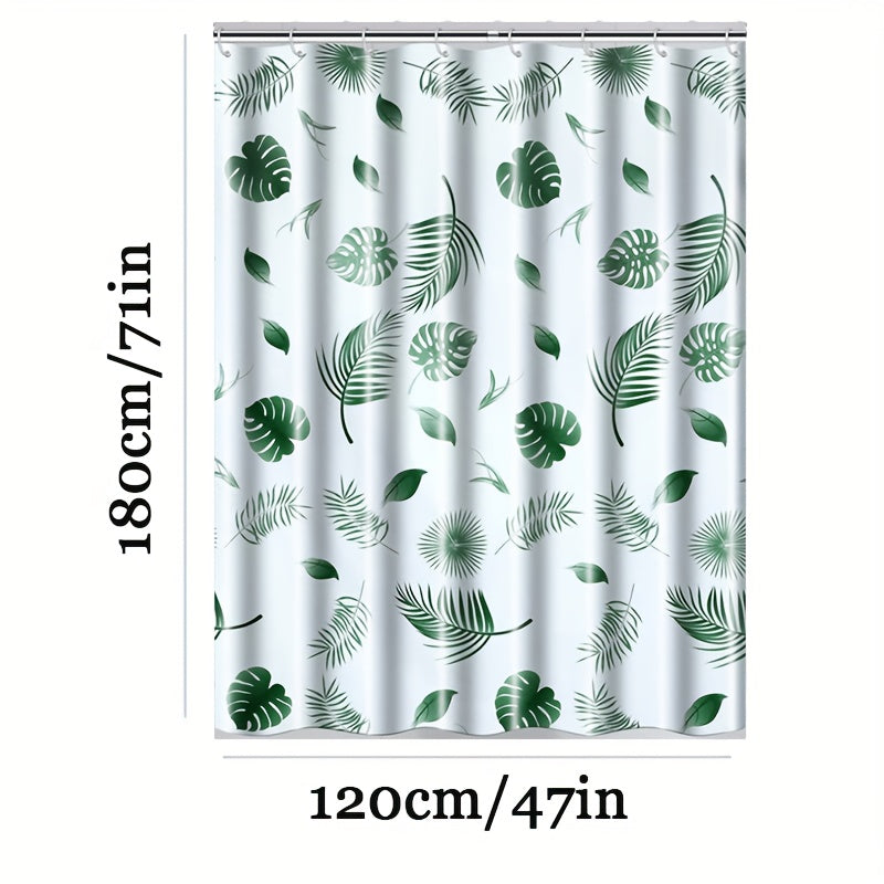 Waterproof Tropical Floral Shower Curtain with Hooks and Liner