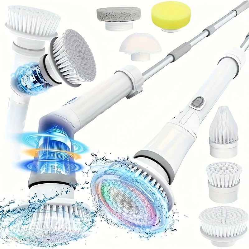 Hojatxona tozalash to'plami Elektrik aylantiruvchi tozalash cho'tkasi, qayta zaryadlanadigan, simsiz, 6 ta cho'tka boshli