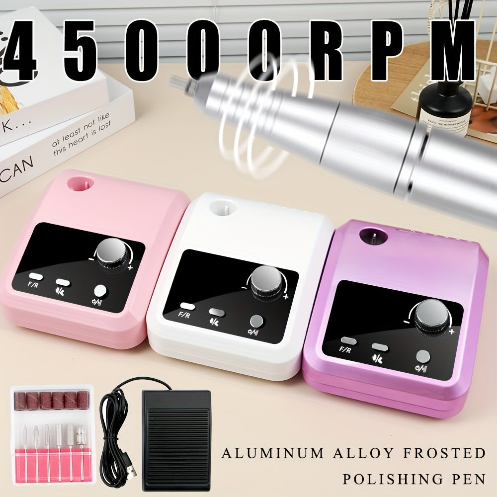 High-Speed Electric Nail Drill for Manicure Pedicure with HD Display and Accessories