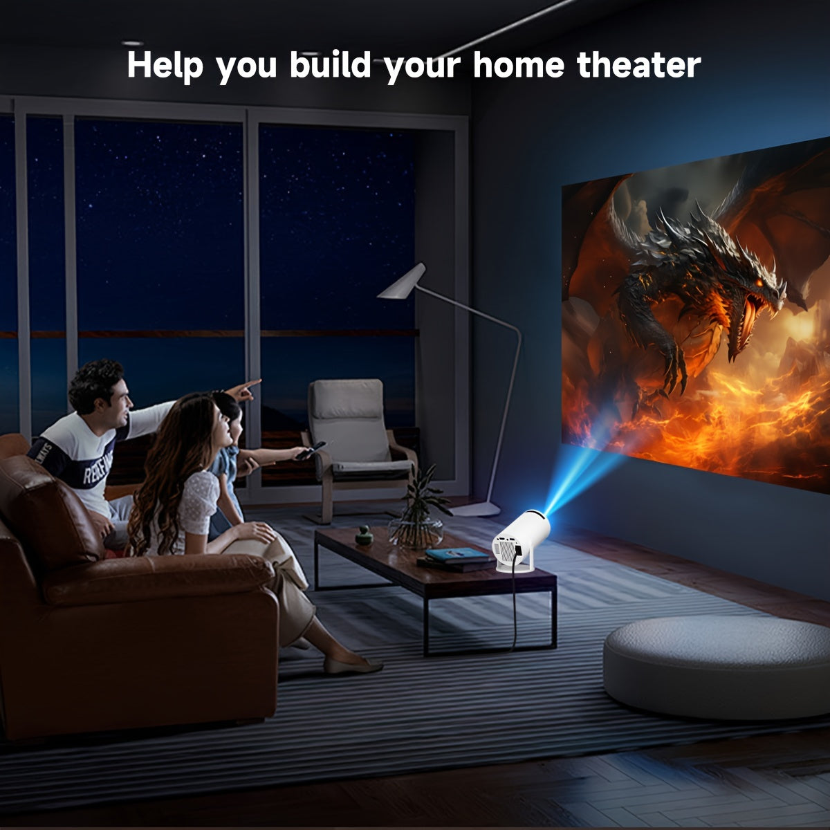 Uy kinoteatri va lager uchun HD 1080P 4K qo'llab-quvvatlovchi Mini WiFi Projektori