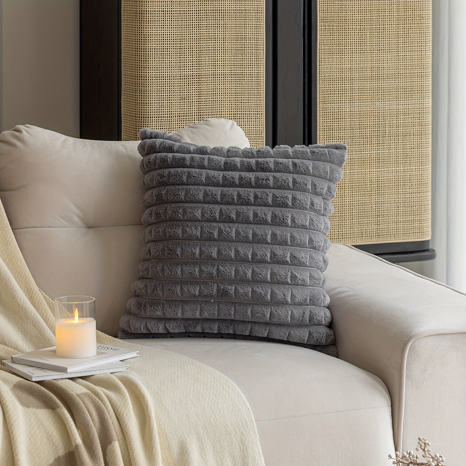 Kareli plush yostiq qopqog'i, divan uchun, fermaga mo'ljallangan dekor, 44x45 sm yoki 50x30 sm