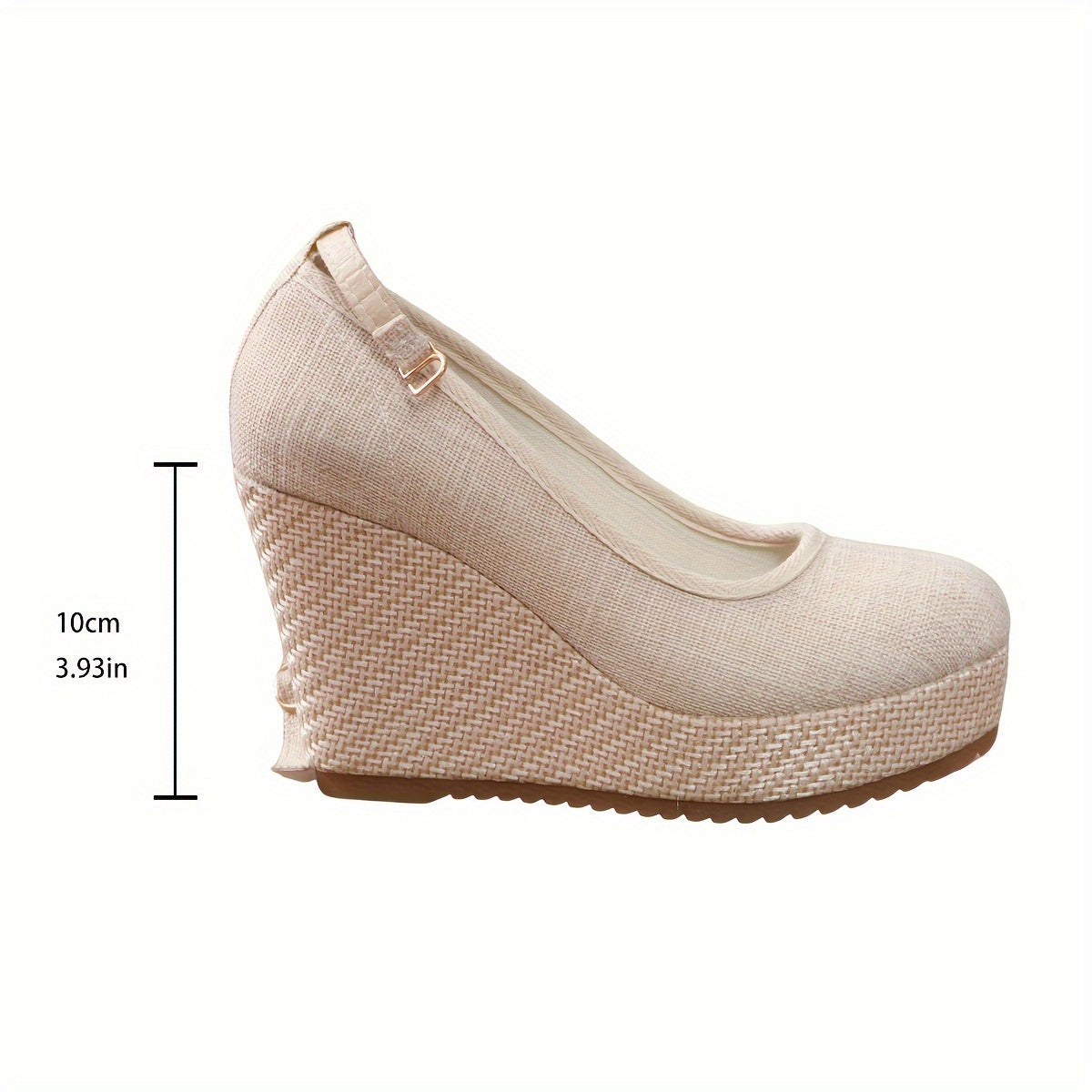 Women's Flax Fabric Pumps with Rubber Sole, Ultrahigh Platform Heel