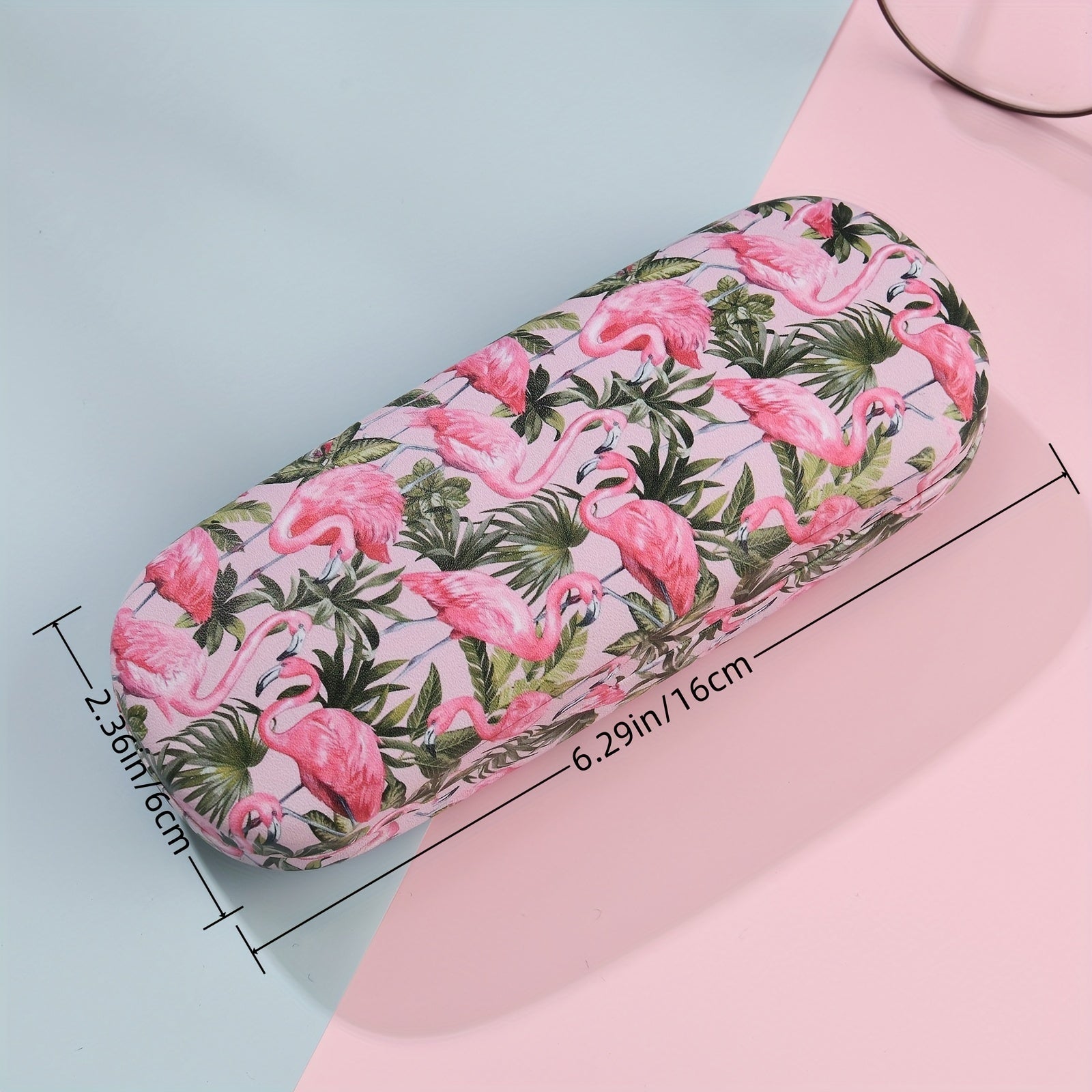 Pink Flamingo Print Eyewear Case for Women Durable Semi-Hard Protection Box