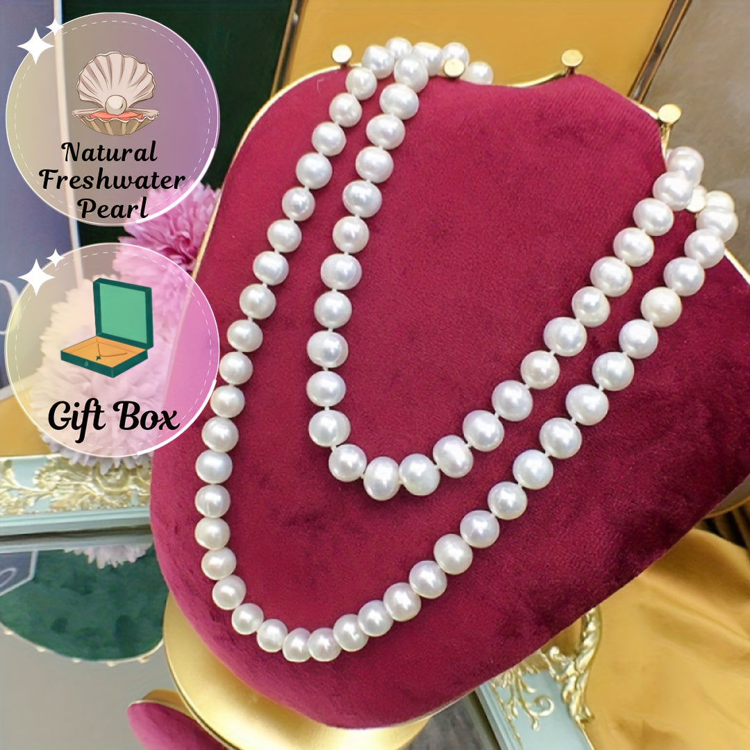 Women’s Freshwater Pearl Necklace with 9-10mm Beads Casual Gift Jewelry