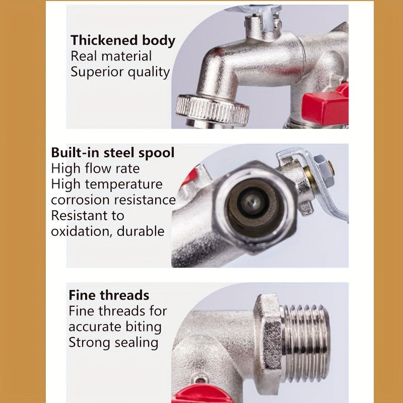 304 Stainless Steel Rustic Dual-Outlet Garden Hose Faucet Single Hole Mount