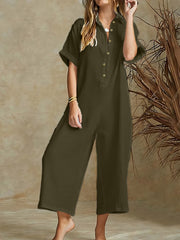 Women's Plus Size Casual Jumpsuit Black Wide-Leg Spring Summer