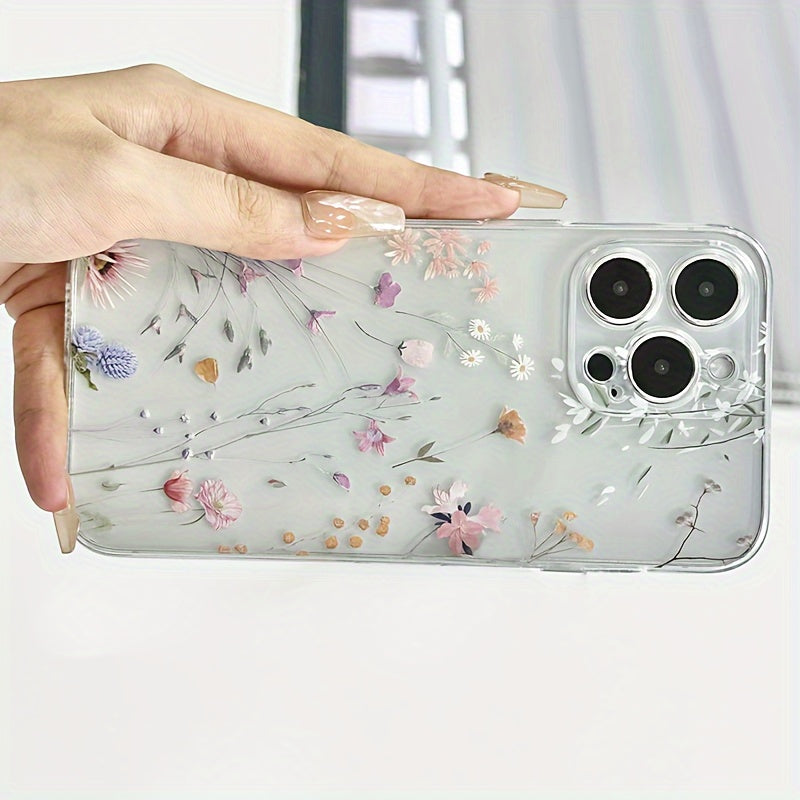 Transparent TPU Phone Case with Colorful Flower Design for iPhone Models