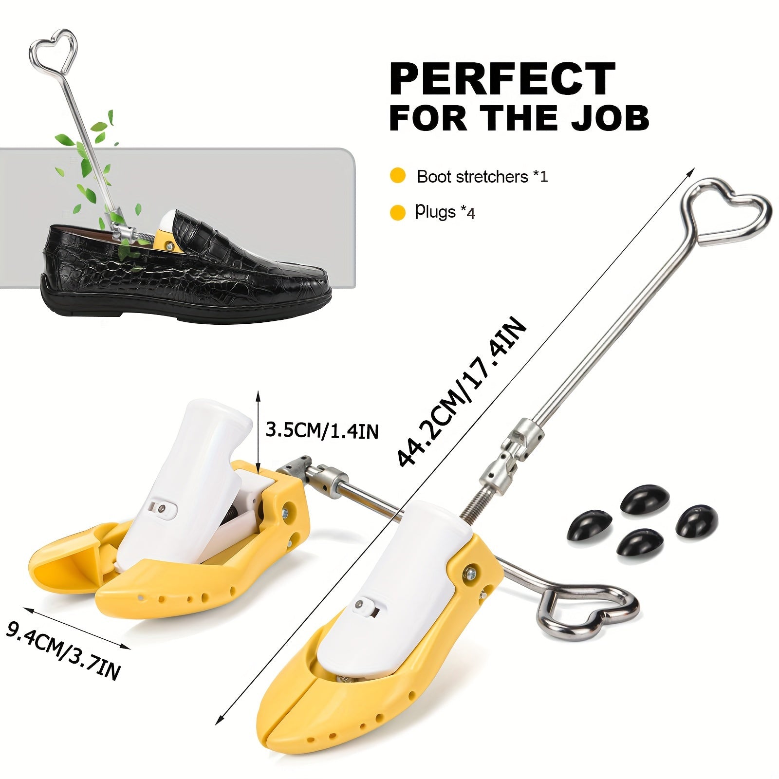 Adjustable Shoe Stretcher for Men Women Plastic Boot Heel Repair Yellow