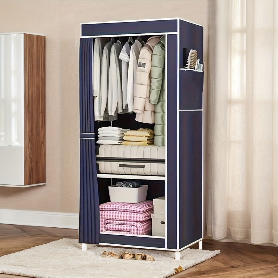 Stainless Steel Freestanding Wardrobe with 3.2 Cu Ft Storage and Easy Assembly
