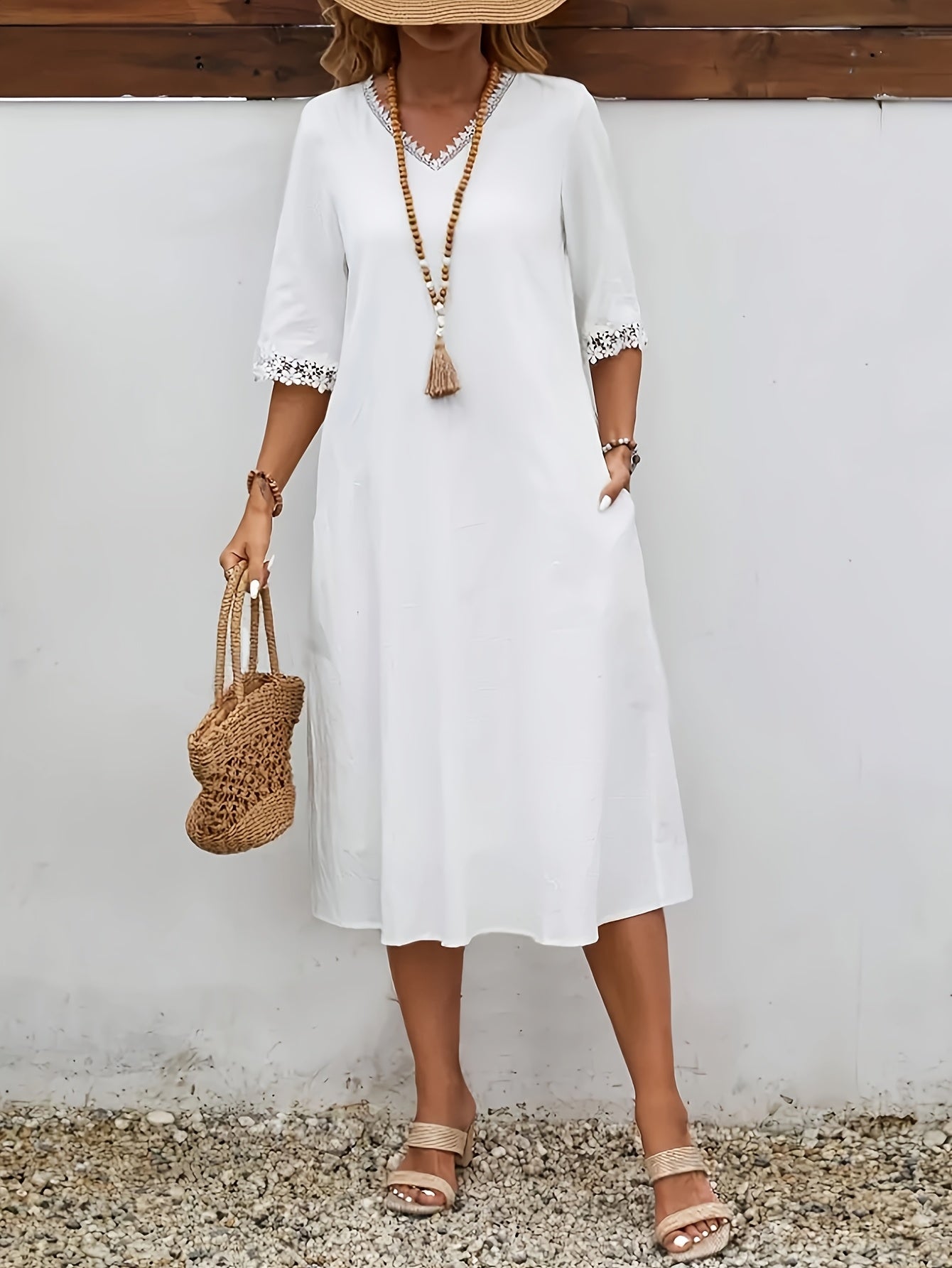 Women's Solid Color Casual Home Dress for Spring Summer Autumn