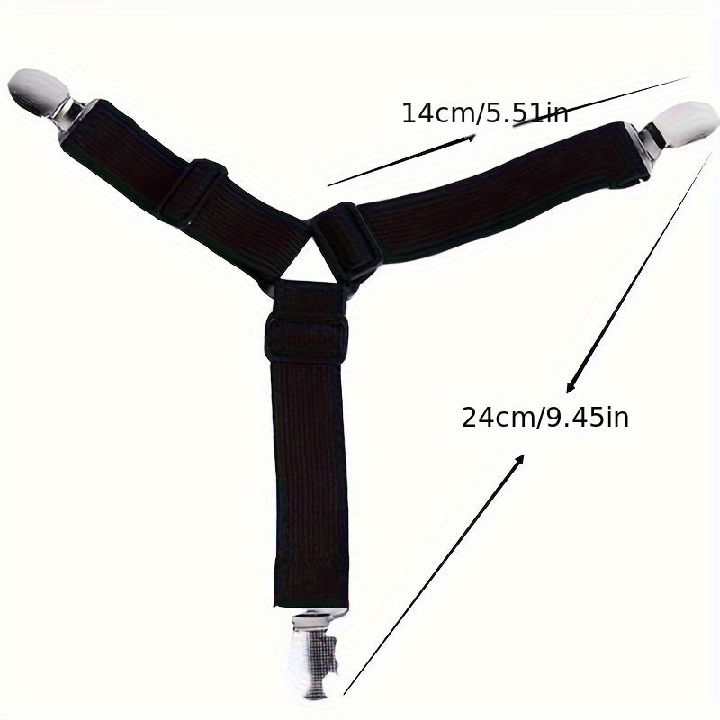 Adjustable Bed Sheet Clips Set of 4 Non-Slip Nylon Black