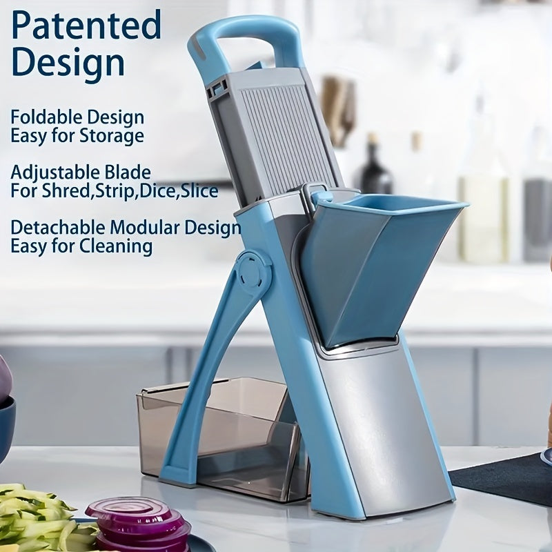 Multi-Function Vegetable Cutter with Adjustable Blades and Non-Slip Base