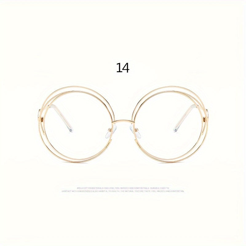 Унисекс металлические очки в oversized круглой полой форме для летних пляжных вечеринок