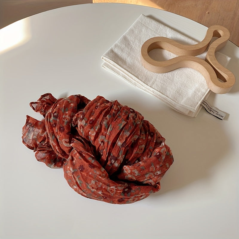 Women's Summer Sunscreen Scarf Floral Print Linen Thin Breathable Vintage Style