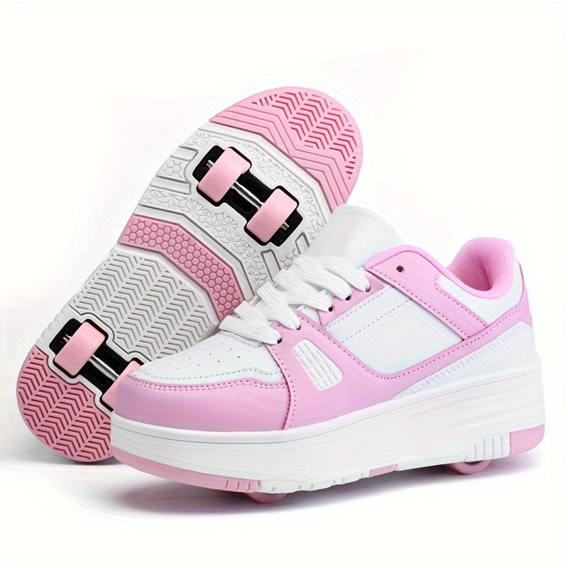 Girls' Girls' Fashion Roller Skates with Detachable Wheels Breathable Waterproof PU Upper Adjustable Lace-Up All-Season