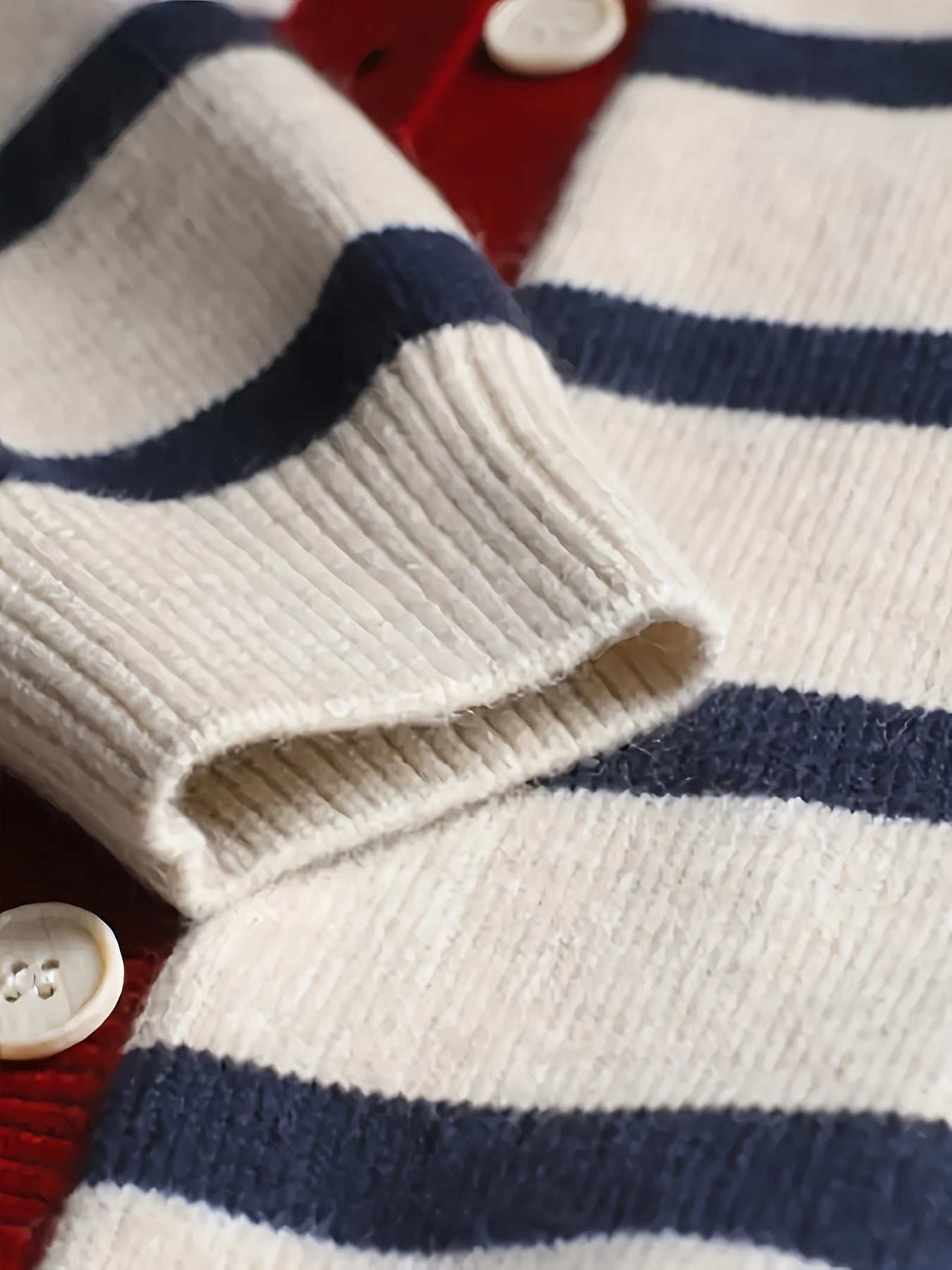 Women's Striped Heart Pattern Cardigan Casual Long Sleeve Round Neck Autumn Winter