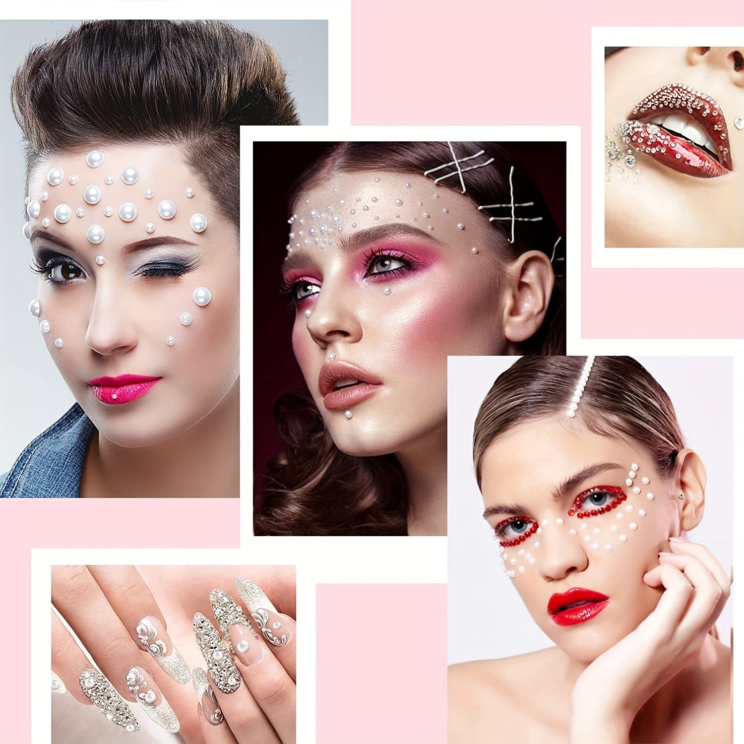 Resin Pearls Set 3600 Pieces Half Round Flat Bottom for Nail Art Jewelry and Makeup 3mm-9mm