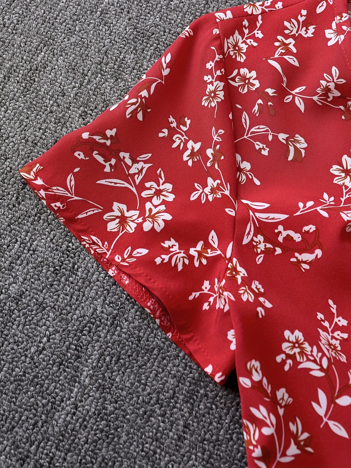 Women's Floral Print Woven Button-Up Dress for Vacation