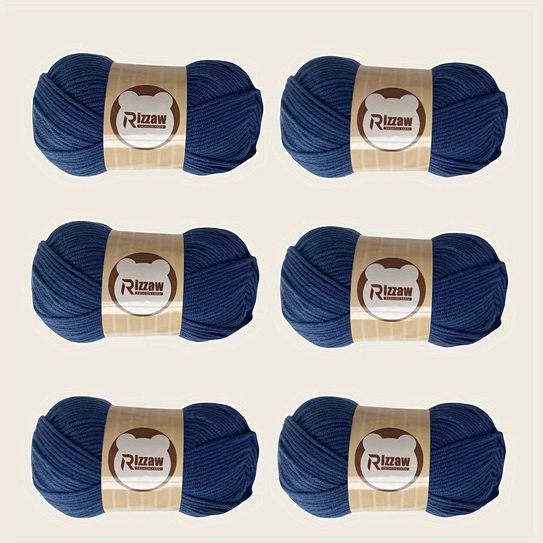 6 Pieces of 50g Soft Acrylic Yarn for Crocheting and Knitting, Assorted Colors