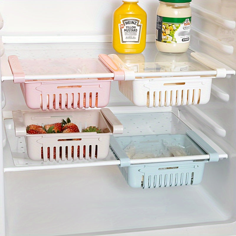 Kitchen Refrigerator Organizer with Drainage Shelf Rack and Storage Basket