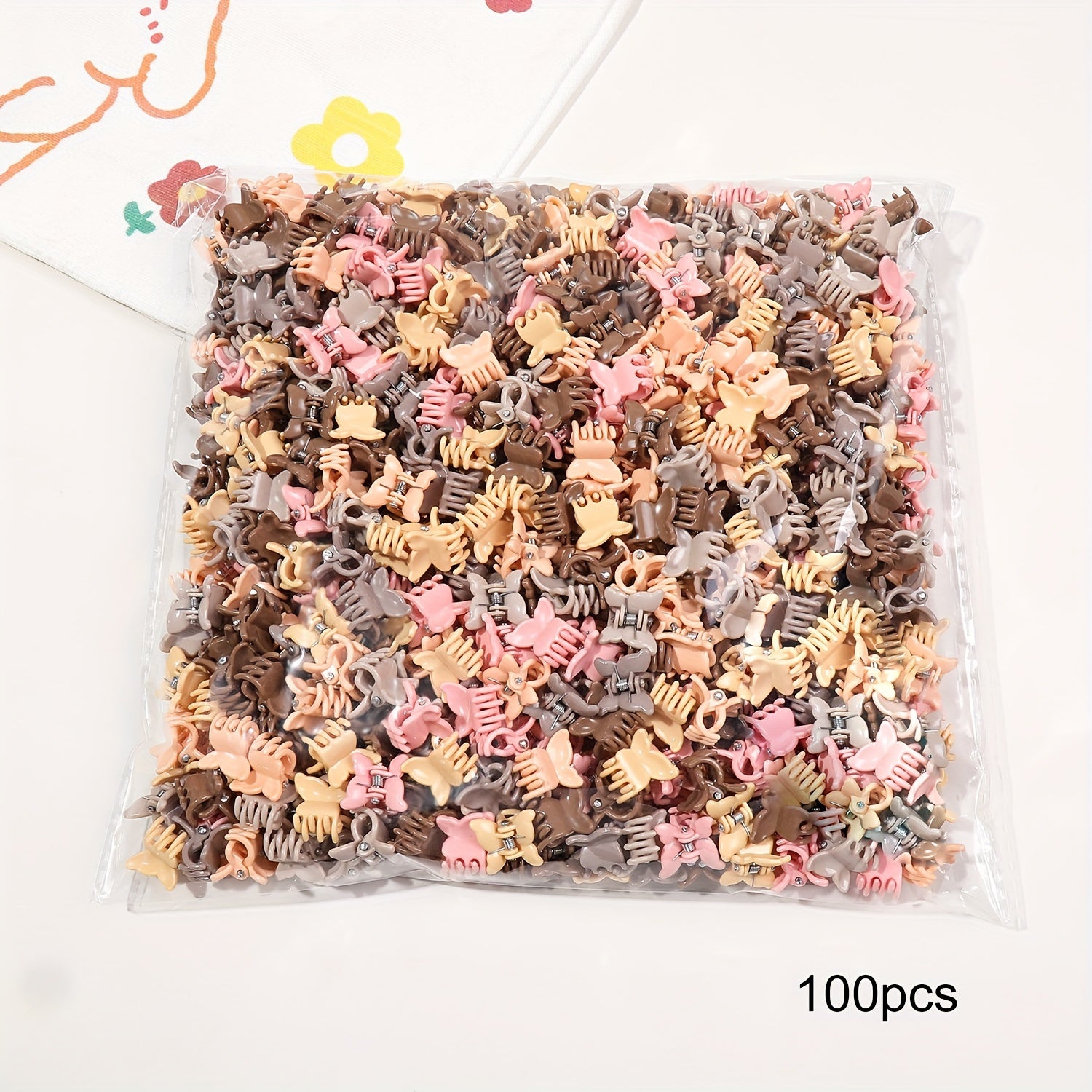 Набор из 100 пластиковых заколок для волос с цветами и бабочками для подростков и взрослых