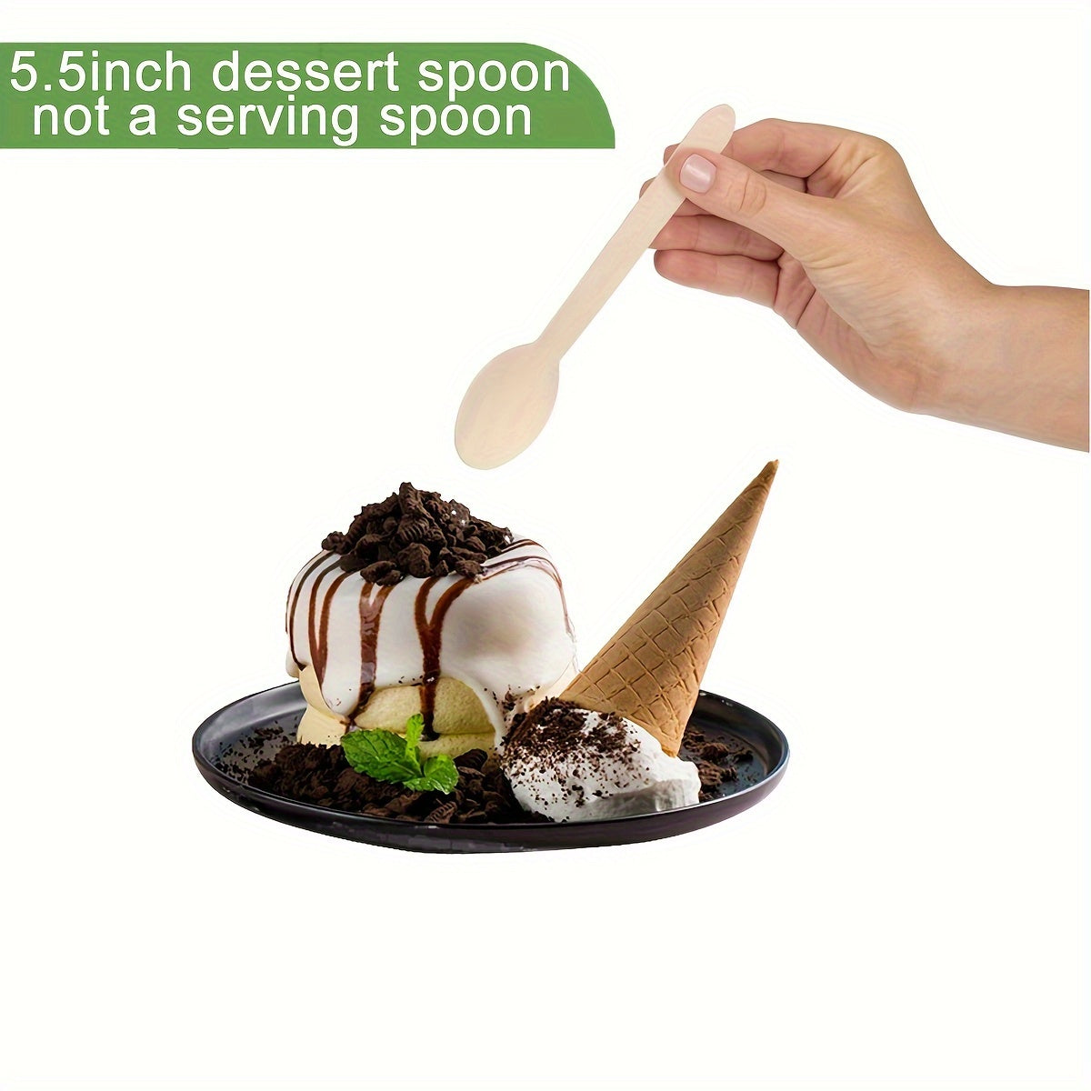 Juego de 100 vajilla desechable de madera de abedul con cucharas de madera para fiestas y eventos