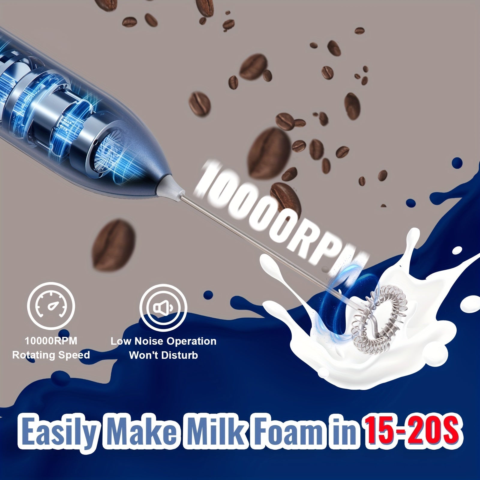 Electric Milk Frother Mini Battery Operated Stainless Steel for Coffee and Drinks