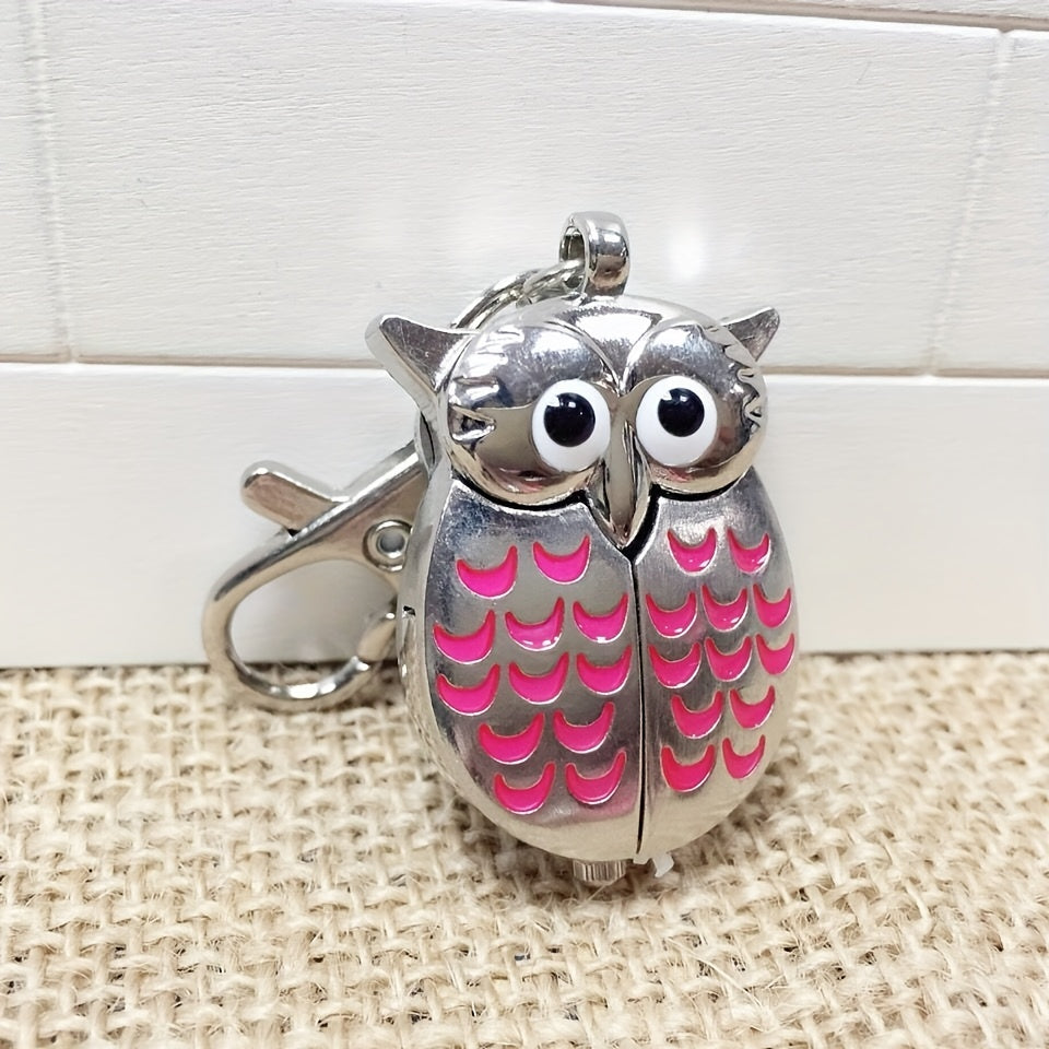 Reloj de bolsillo de dibujos animados Retro Owl para mujeres y estudiantes con movimiento de cuarzo y caja de aleación