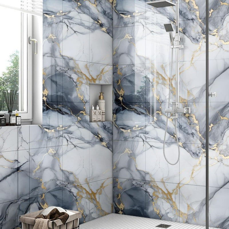 10pcs Marble Peel and Stick Waterproof Wall Panels for Bathroom Kitchen Living Room 29.97cm x 29.97cm
