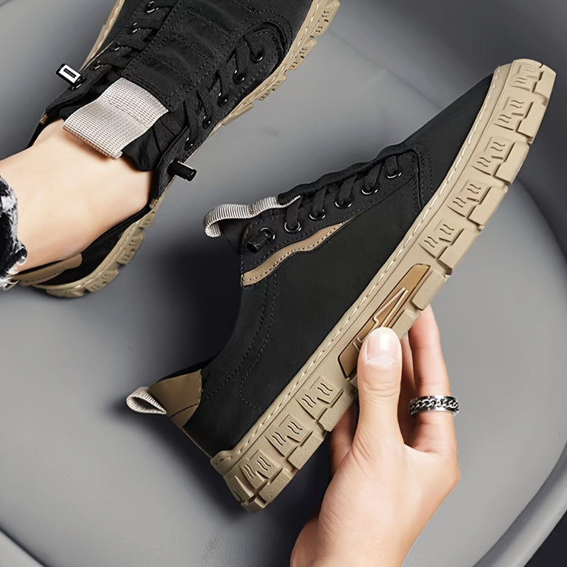 Zapatos de skate casual de lona para hombre, transpirables, con cordones, zapatillas urbanas para actividades al aire libre