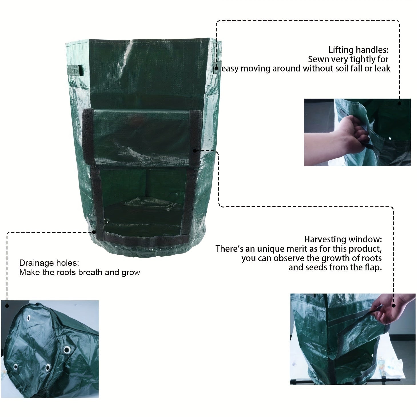 Heavy-Duty 7-Gallon Vegetable Planting Bag with Breathable Mesh for Indoor Outdoor Gardening
