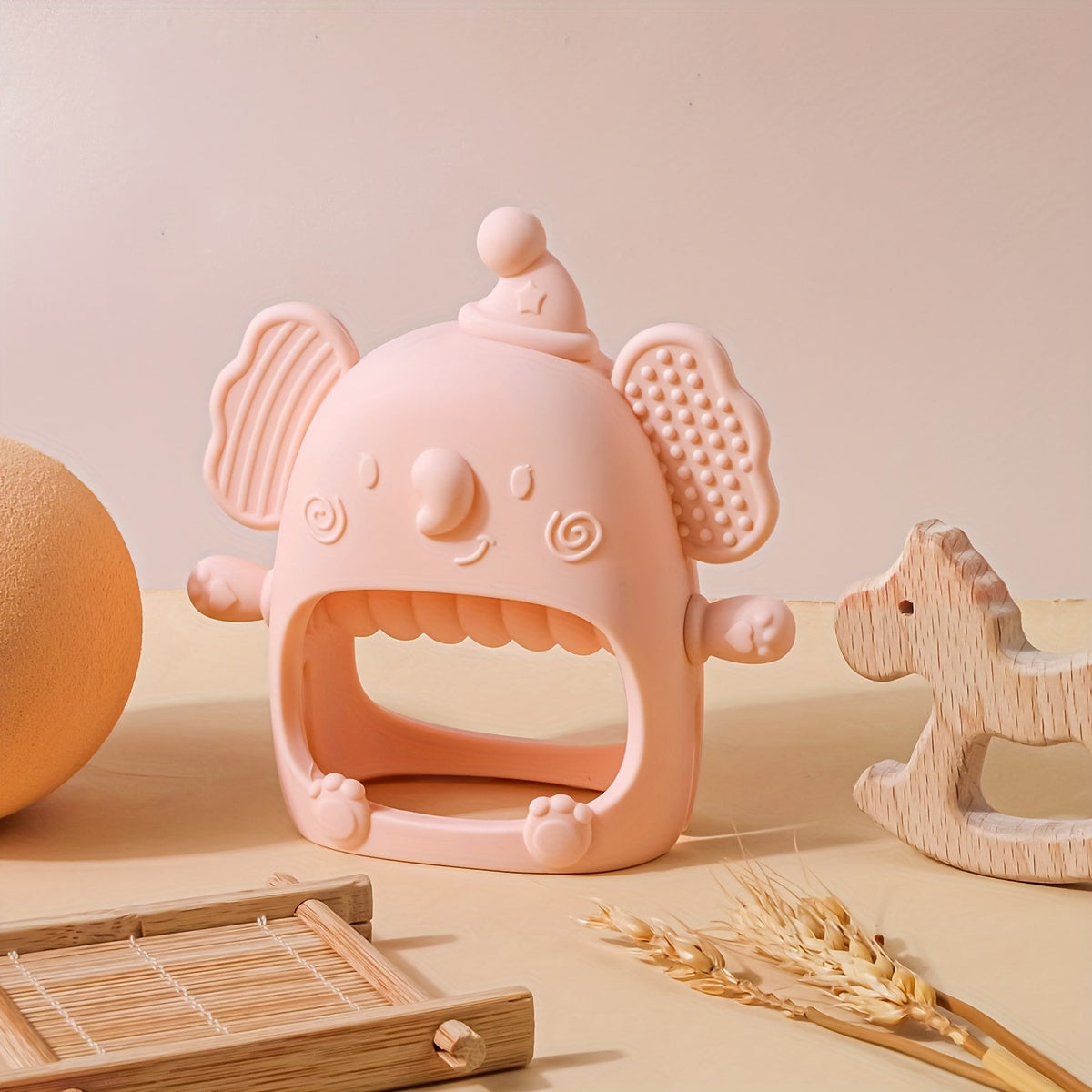 Силиконовая прорезыватель для малышей от 6 месяцев, без BPA, жевательная игрушка, ручной соска