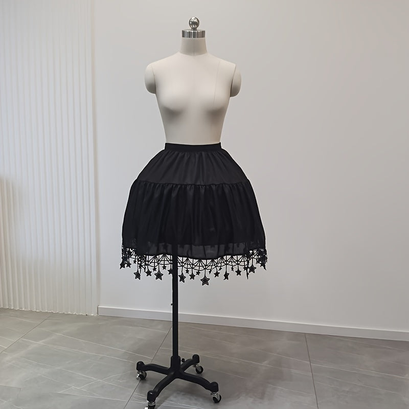 Women's Lace Edge Short Petticoat Under Skirt with Elastic Waist