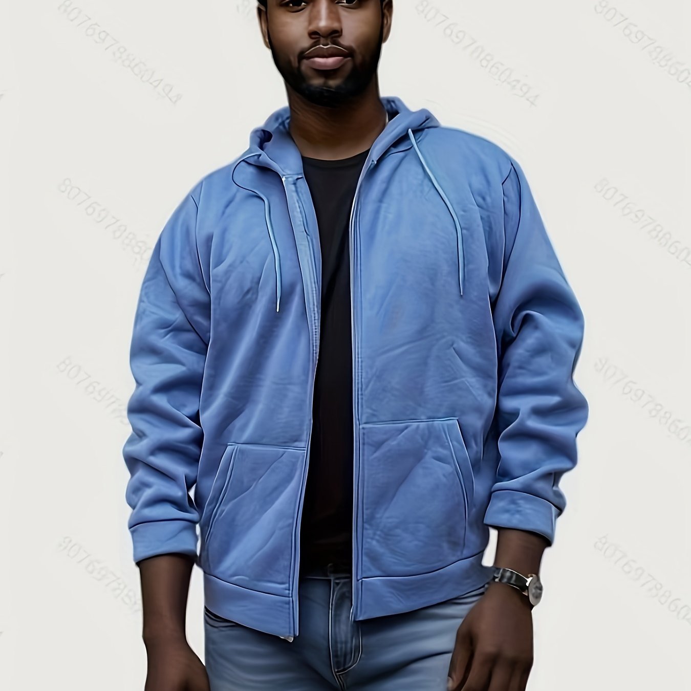 Men's Relaxed Fit Zip-Up Hoodie with Pocket and Hooded Style for Casual Sportswear