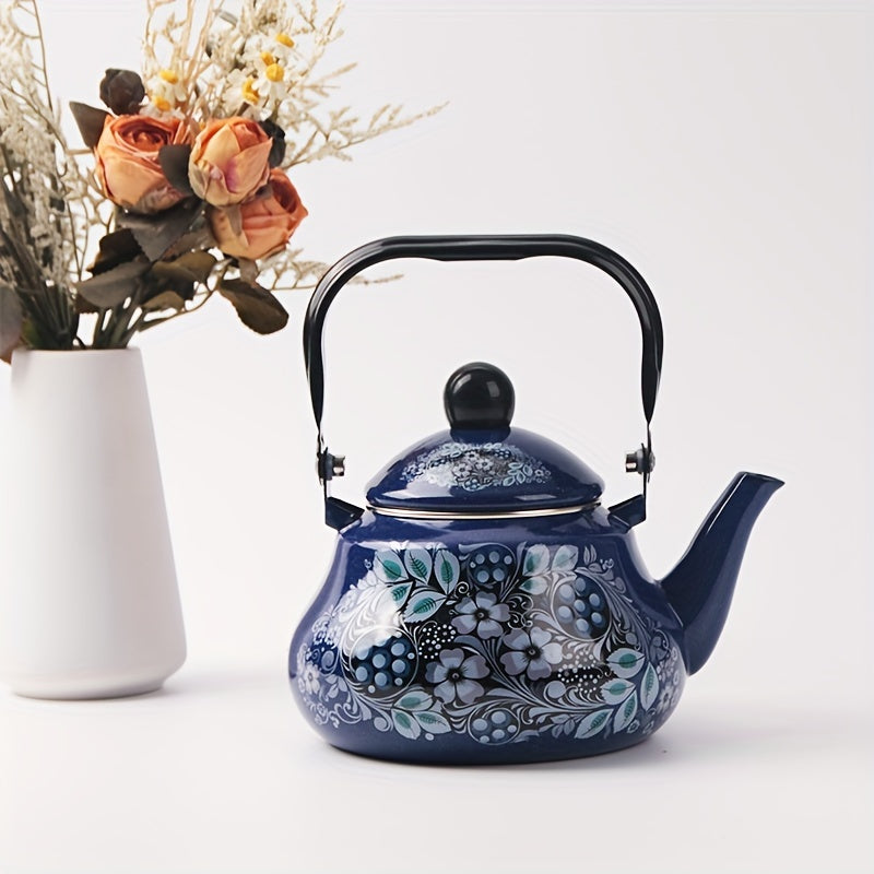 Hervidor de esmalte en forma de pera con arándano para té, café, leche 1.5L